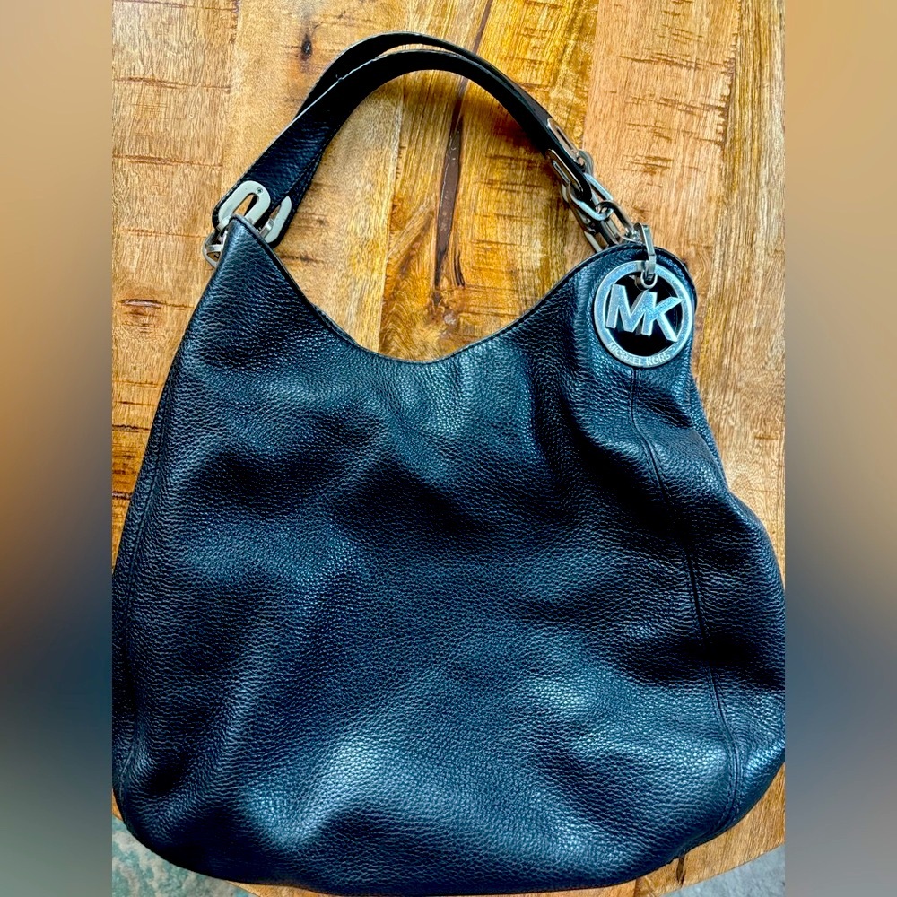 Michael Kors Black Pebbled Leather Shoulder Bag